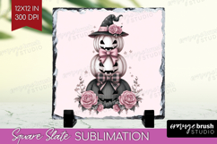 Pumpkins Cute Slate PNG Pink Halloween Square Slate Product Image 1