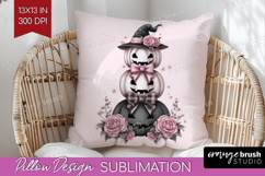 Pumpkins Cute Pillow Sublimation Pink Halloween Pillow Cover Product Image 1