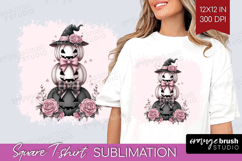 Pumpkins Cute Square Tshirt Background Pink Halloween PNG Product Image 1
