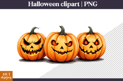 Cute Creepy Halloween Clipart Halloween Pumpkin Faces PNG Product Image 1