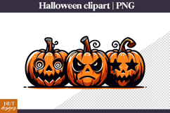 Cute Creepy Halloween Clipart Halloween Pumpkin Faces PNG Product Image 1