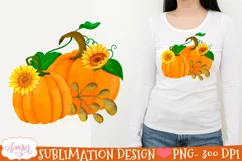 pumpkins ans sunflowers hand painted png