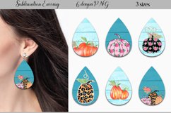 Pumpkin Earrings Sublimation | Thanksgiving Earrings PNG Product Image 1