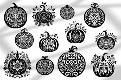 Pumpkins in Folk Art- Style Autumn Detailed SVG Product Image 2