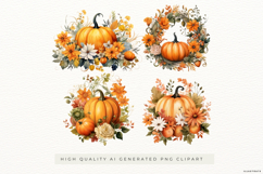 Floral Pumpkin PNG Clip Art Product Image 1