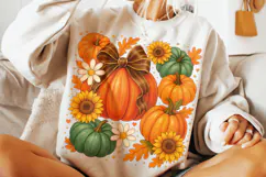 Fall Coquette Pumpkin PNG, Pumpkin Fall Bow PNG, Autumn PNG Product Image 2