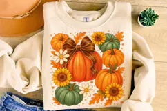 Fall Coquette Pumpkin PNG, Pumpkin Fall Bow PNG, Autumn PNG Product Image 4
