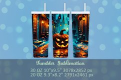 Night Halloween pumpkins Tumbler Wrap Sublimation Product Image 1