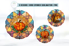 Stained Glass Pumpkins Wind Spinner Sublimation Design PNG Product Image 1