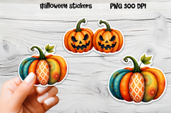 Patchwork pumpkin stickers | Printable Halloween sticker Product Image 1