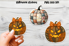 Patchwork pumpkin stickers | Printable Halloween sticker Product Image 1
