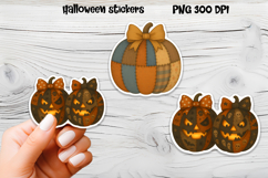 Patchwork pumpkin stickers | Printable Halloween sticker Product Image 1