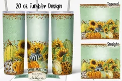 Pumpkins and Sunflowers 20 oz Tumbler Sublimation | Fall PNG Product Image 1