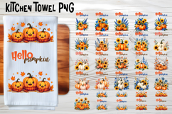 Fall pumpkin kitchen towel PNG | Thanksgiving kitchen towel Product Image 1