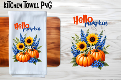 Fall pumpkin kitchen towel PNG | Thanksgiving kitchen towel Product Image 1