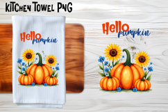 Fall pumpkin kitchen towel PNG | Thanksgiving kitchen towel Product Image 1