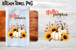 Fall pumpkin kitchen towel PNG | Thanksgiving kitchen towel Product Image 1