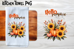 Fall pumpkin kitchen towel PNG | Thanksgiving kitchen towel Product Image 1