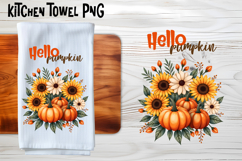 Fall pumpkin kitchen towel PNG | Thanksgiving kitchen towel Product Image 1