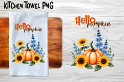 Fall pumpkin kitchen towel PNG | Thanksgiving kitchen towel Product Image 1