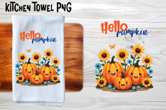 Fall pumpkin kitchen towel PNG | Thanksgiving kitchen towel Product Image 1