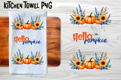 Fall pumpkin kitchen towel PNG | Thanksgiving kitchen towel Product Image 1