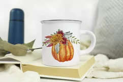 Pumpkins vases Watercolor floral harvest clipart 3 PNG Product Image 3