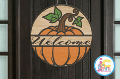 Fall Pumpkin Welcome Porch sign svg Laser Glowforg Product Image 4