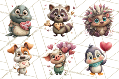 Punny Animal Valentine PNG, Cute Love Clipart Product Image 3