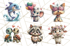 Punny Animal Valentine PNG, Cute Love Clipart Product Image 7