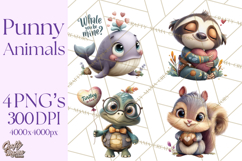 Punny Animal Valentine PNG, Cute Love Clipart Product Image 1