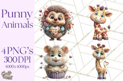 Punny Animal Valentine PNG, Cute Love Clipart Product Image 1