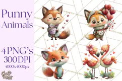 Punny Animal Valentine PNG, Cute Love Clipart Product Image 1
