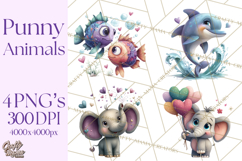 Punny Animal Valentine PNG, Cute Love Clipart Product Image 1