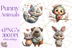 Punny Animal Valentine PNG, Cute Love Clipart Product Image 1