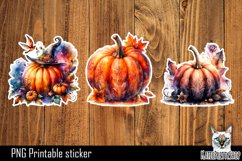 Pumpkin Sticker Printable PNG. Fall sticker. Product Image 1