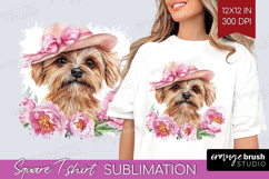 Puppy Flowers Square Tshirt Background Cute Farm PNG Product Image 1
