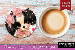 Puppy Valentine Round Coaster Cute Valentines Day Coaster Product Image 1