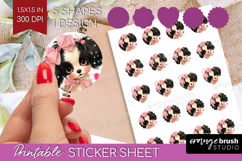 Puppy Valentine Round Sticker Cute Valentines Day Printable Product Image 1