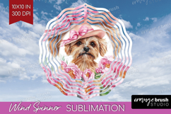 Puppy Flowers Wind Spinner Sublimation PNG Cute Farm Round Product Image 1