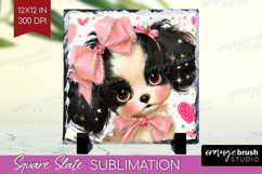 Puppy Valentine Slate PNG Cute Valentines Day Square Slate Product Image 1