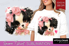 Puppy Valentine Square Tshirt Background Cute Valentines Day Product Image 1