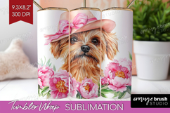 Puppy Flowers Tumbler Wrap Cute Farm Tumbler PNG Sublimation Product Image 1