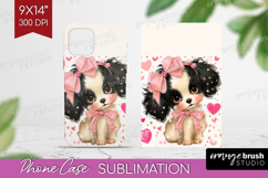 Puppy Valentine Phone Case PNG Cute Valentines Day Case PNG Product Image 1