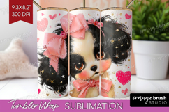 Puppy Valentine Tumbler Wrap Cute Valentines Day Tumbler PNG Product Image 1