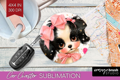 Puppy Valentine Car Coaster Cute Valentines Day Coaster PNG Product Image 1