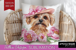Puppy Flowers Pillow Sublimation Cute Farm Pillow Cover PNG Product Image 1