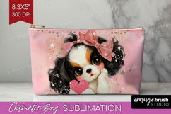 Puppy Valentine Cosmetic Bag Cute Valentines Day Makeup Bag Product Image 1