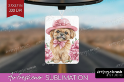 Puppy Flowers Air Freshener PNG Cute Farm PNG Sublimation Product Image 1