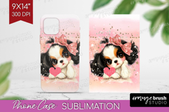 Puppy Valentine Phone Case PNG Cute Valentines Day Case PNG Product Image 1